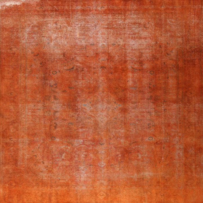 Square Traditional Orange Red Persian Rug, tr3150