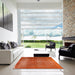 Square Machine Washable Traditional Orange Red Rug in a Living Room, wshtr3150