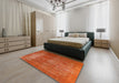 Machine Washable Traditional Orange Red Rug in a Bedroom, wshtr3150