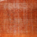 Round Machine Washable Traditional Orange Red Rug, wshtr3150