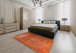 Traditional Orange Red Persian Rug in a Bedroom, tr3150