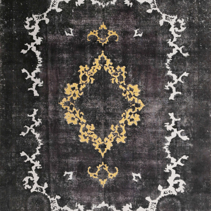 Machine Washable Traditional Charcoal Black Rug, wshtr3151