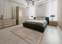 Traditional Dark Almond Brown Persian Rug in a Bedroom, tr3152