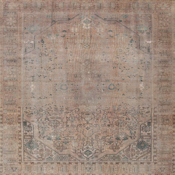 Round Machine Washable Traditional Dark Almond Brown Rug, wshtr3152