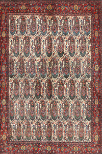 Machine Washable Traditional Saffron Red Rug, wshtr3155