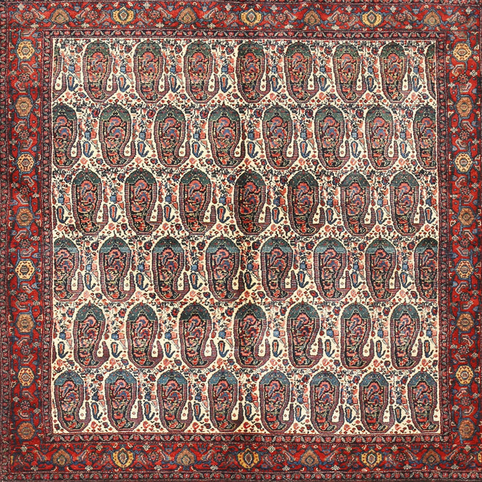 Square Traditional Saffron Red Persian Rug, tr3155