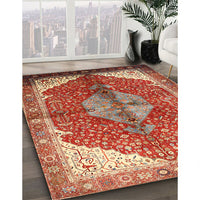 Traditional Sand Brown Medallion Rug, tr3156