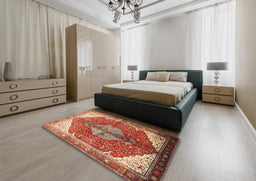Traditional Sand Brown Medallion Rug in a Bedroom, tr3156