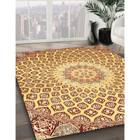 Traditional Bold Yellow Medallion Rug, tr3157