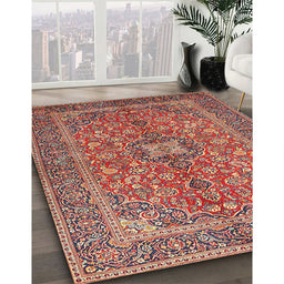Traditional Light Copper Gold Medallion Rug in Family Room, tr3158