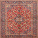 Square Traditional Light Copper Gold Medallion Rug, tr3158