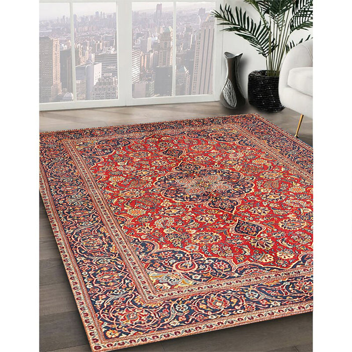 Machine Washable Traditional Light Copper Gold Rug in a Family Room, wshtr3158