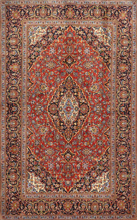 Machine Washable Traditional Saffron Red Rug, wshtr3159