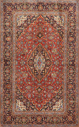 Machine Washable Traditional Saffron Red Rug, wshtr3159