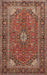 Machine Washable Traditional Saffron Red Rug, wshtr3159