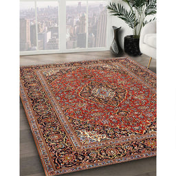 Machine Washable Traditional Saffron Red Rug in a Family Room, wshtr3159