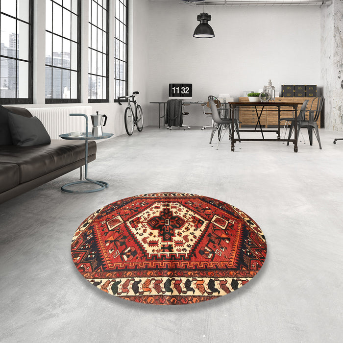 Round Traditional Red Persian Rug in a Office, tr315