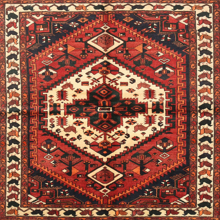 Round Machine Washable Traditional Tomato Red Rug, wshtr315
