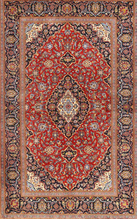 Machine Washable Traditional Saffron Red Rug, wshtr3160