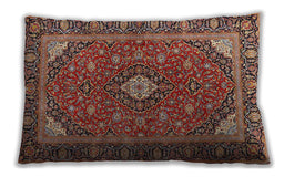 Traditional Classic Rectangular Saffron Red Lumbar Throw Pillow, 13 inch by 19 inch, lbtr3160