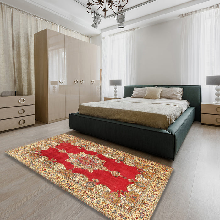 Traditional Red Persian Rug in a Bedroom, tr3161
