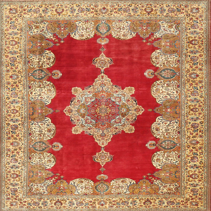 Round Machine Washable Traditional Red Rug, wshtr3161