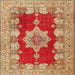 Round Machine Washable Traditional Red Rug, wshtr3161