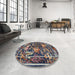 Round Machine Washable Traditional Plum Purple Rug in a Office, wshtr3162