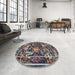 Round Traditional Plum Purple Persian Rug in a Office, tr3162