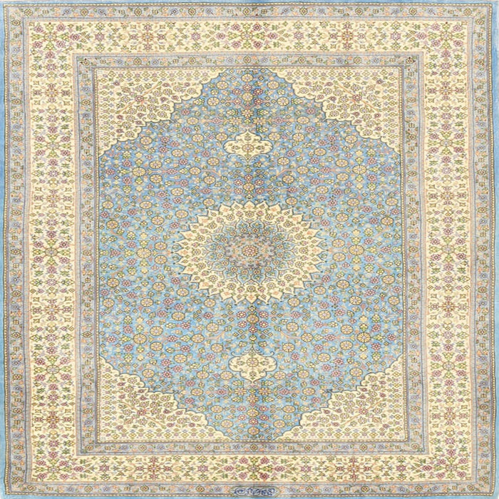 Square Traditional Camel Brown Medallion Rug, tr3164