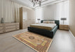 Machine Washable Traditional Light Brown Rug in a Bedroom, wshtr3165