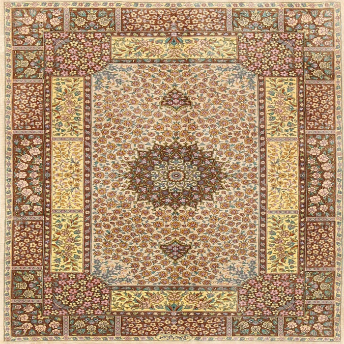 Round Machine Washable Traditional Light Brown Rug, wshtr3165