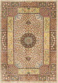 Machine Washable Traditional Light Brown Rug, wshtr3165