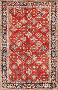 Machine Washable Traditional Red Rug, wshtr3167