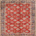 Round Machine Washable Traditional Red Rug, wshtr3167