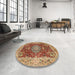 Round Machine Washable Traditional Mahogany Brown Rug in a Office, wshtr3170