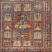 Square Traditional Brown Red Animal Rug, tr3171