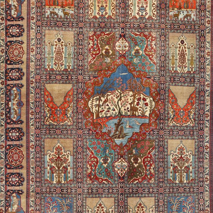 Traditional Brown Red Animal Rug, tr3171