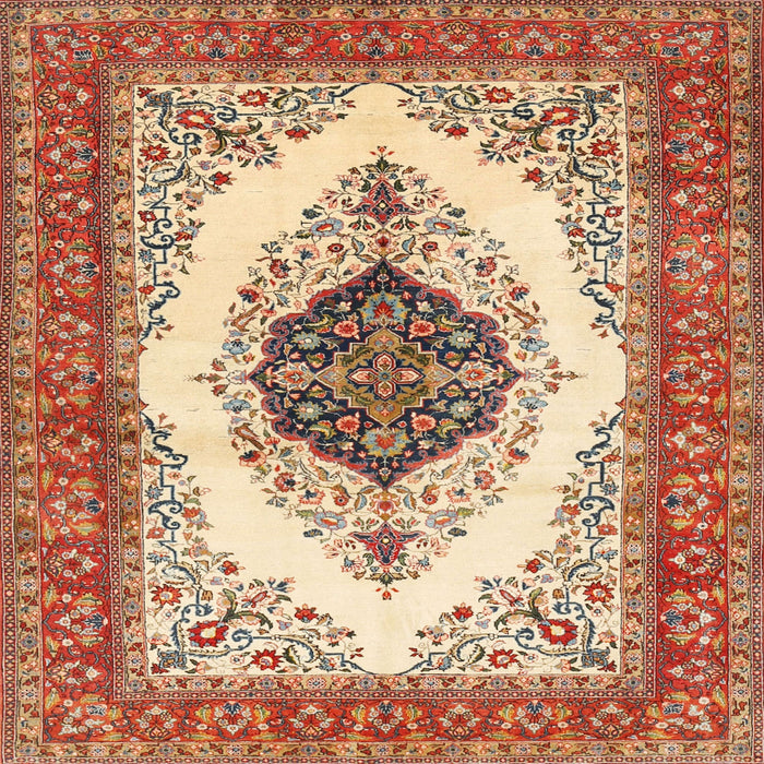 Round Machine Washable Traditional Red Rug, wshtr3173