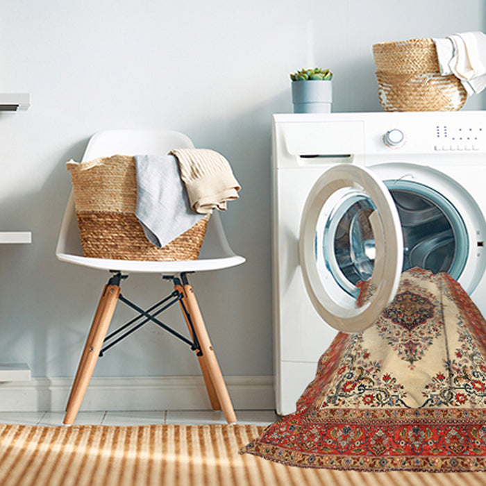 Machine Washable Traditional Red Rug in a Washing Machine, wshtr3173