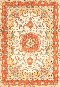 Machine Washable Traditional Orange Rug, wshtr3174