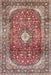 Machine Washable Traditional Brown Red Rug, wshtr3176