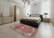 Traditional Brown Red Persian Rug in a Bedroom, tr3176