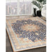 Traditional Desert Sand Beige Medallion Rug in Family Room, tr3177