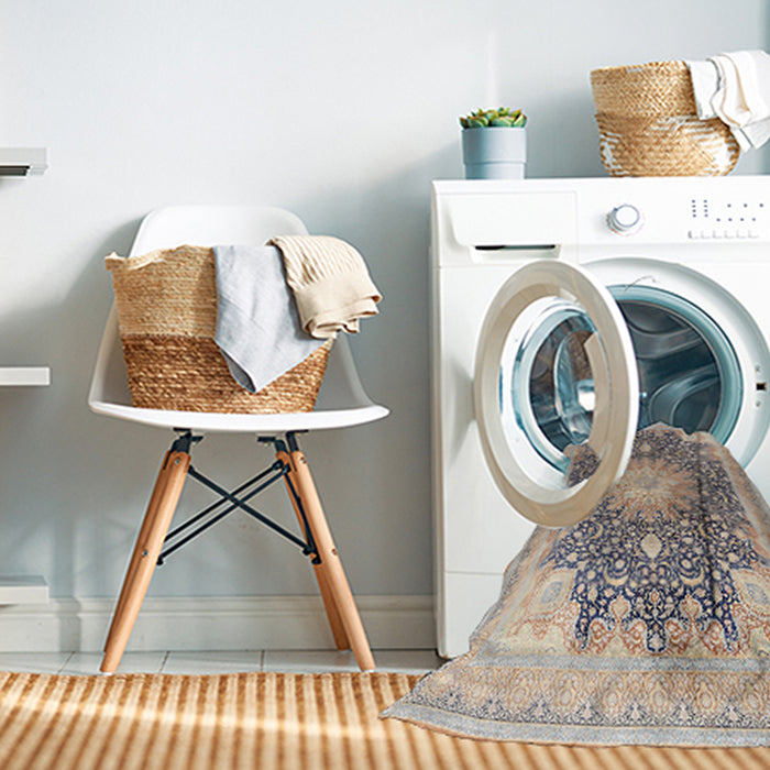 Machine Washable Traditional Desert Sand Beige Rug in a Washing Machine, wshtr3177