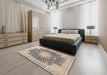 Machine Washable Traditional Desert Sand Beige Rug in a Bedroom, wshtr3177