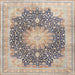 Square Traditional Desert Sand Beige Medallion Rug, tr3177