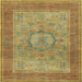 Square Traditional Copper Green Medallion Rug, tr3178