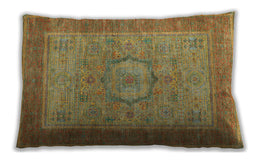 Traditional Classic Rectangular Brass Green Lumbar Throw Pillow, 13 inch by 19 inch, lbtr3178