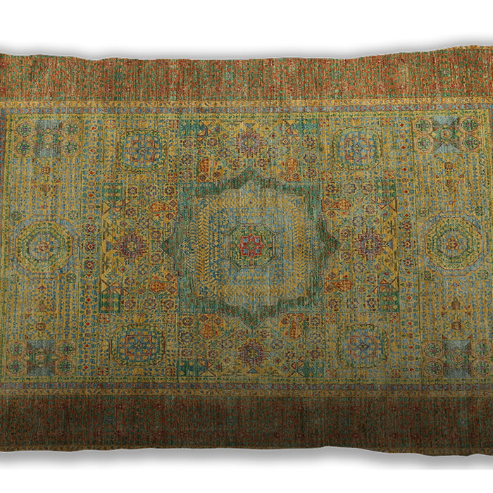 Traditional Classic Rectangular Brass Green Lumbar Throw Pillow, 13 inch by 19 inch, lbtr3178